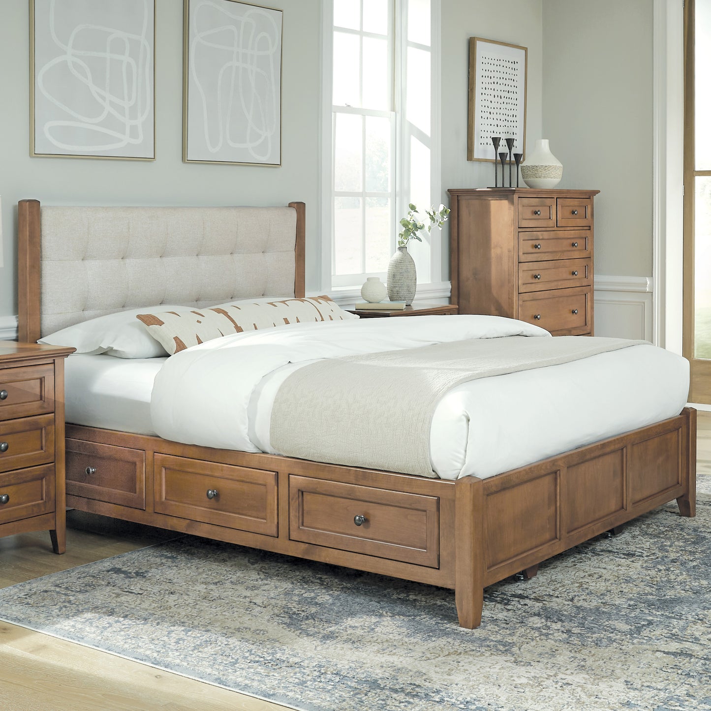 McKenzie Upholstered Panel Storage Bed